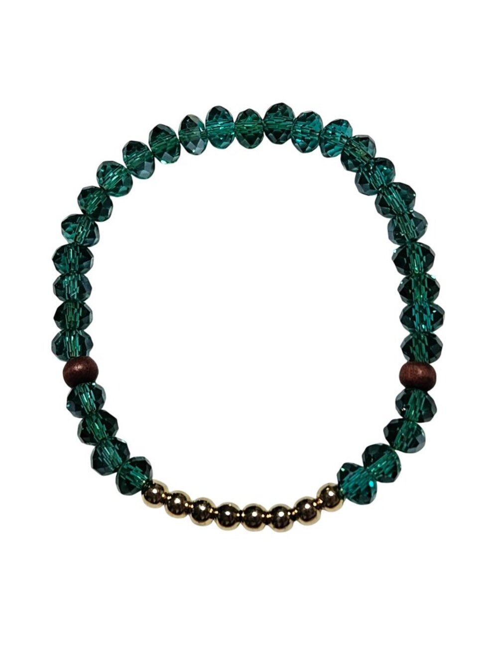 Elegant Green Crystal Beaded Bracelet Stretch Gold Accents Fashion Jewelry Women